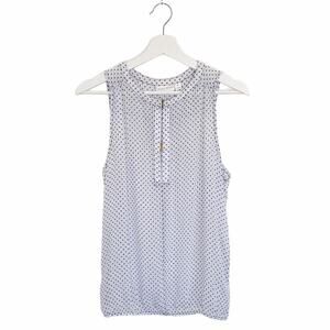 Bisou Bisou Shirt Womens Size M Polka Dot Black/White Sleeveless Elastic Hem